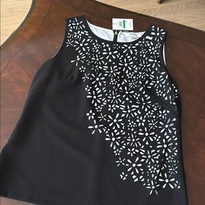 Calvin Klein Black and White Floral Cutout Tank Top PL Women Petite